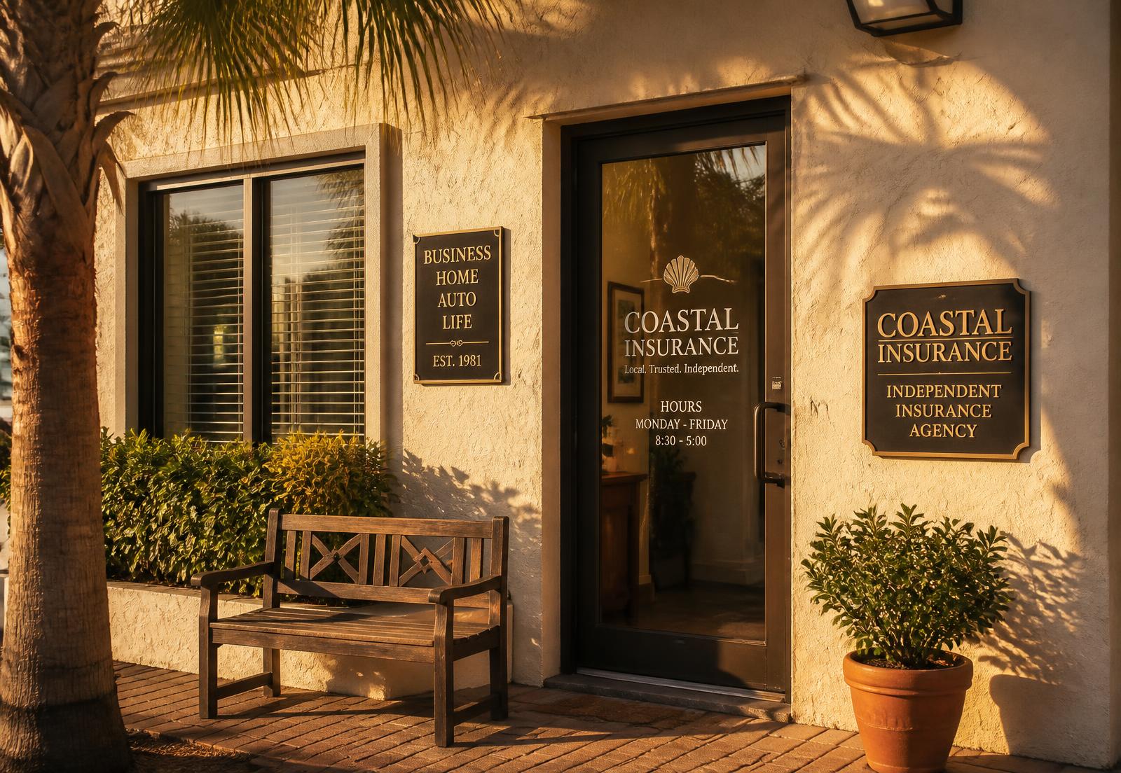 Independent insurance agency office front in Florida